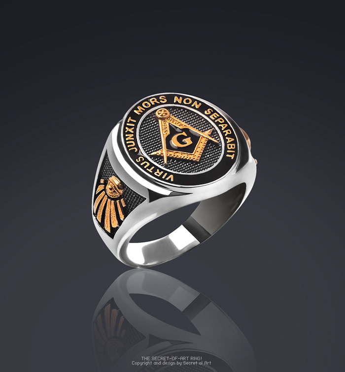 Masonic Ring Freemason Silver 925, All seeing eye, with 24K-Gold-Plated ...