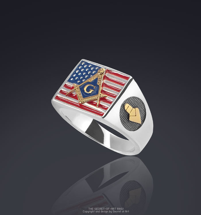 Masonic Amercian Mason Silver Sterling 925 ring with 24K-Gold-Plated ...